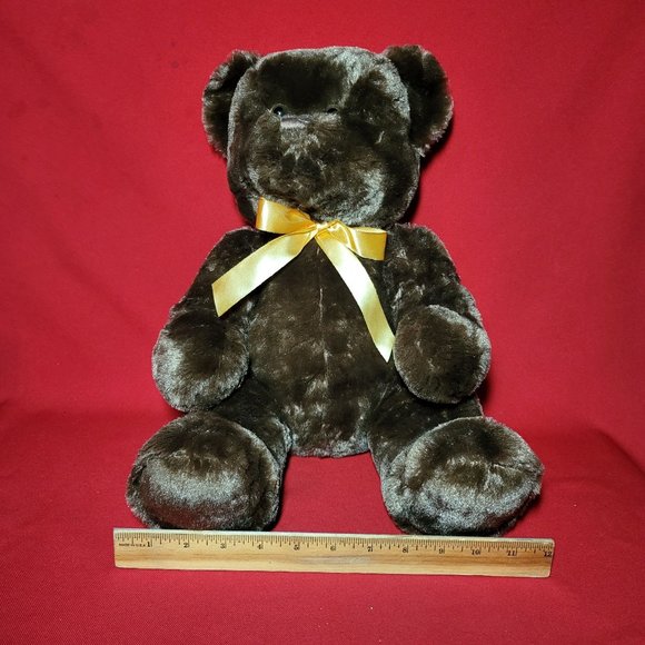 Steven Smith Dark Brown Teddy Bear 15" Stuffed Animal with Gold Ribbon - Picture 9 of 10